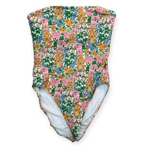 J. Crew Floral One Piece Swimsuit - Green, Pink, Yellow